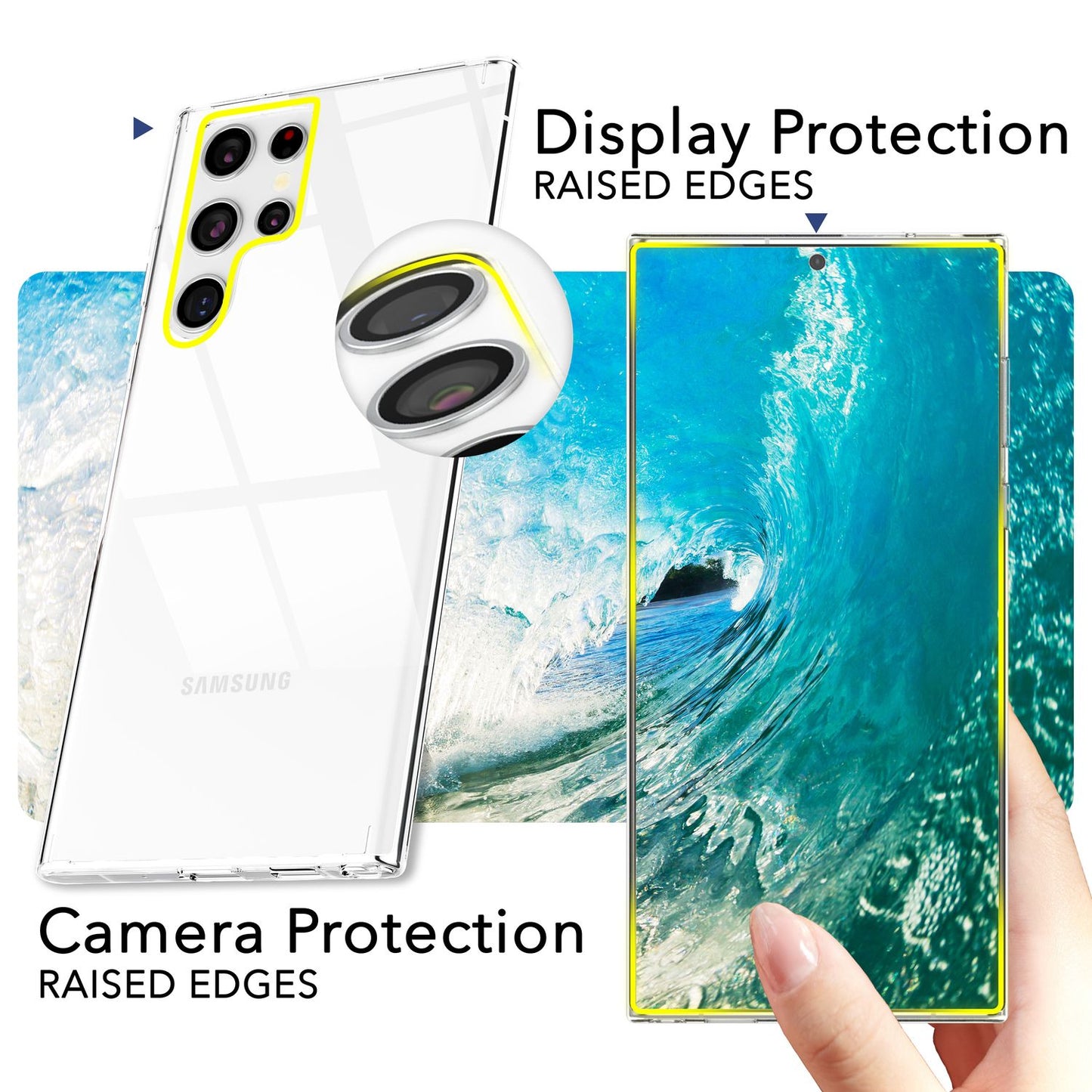 NALIA Sturdy Clear Protective Case for Samsung Galaxy S24 Ultra, Transparent with Hard Back &amp; Silicone Frame