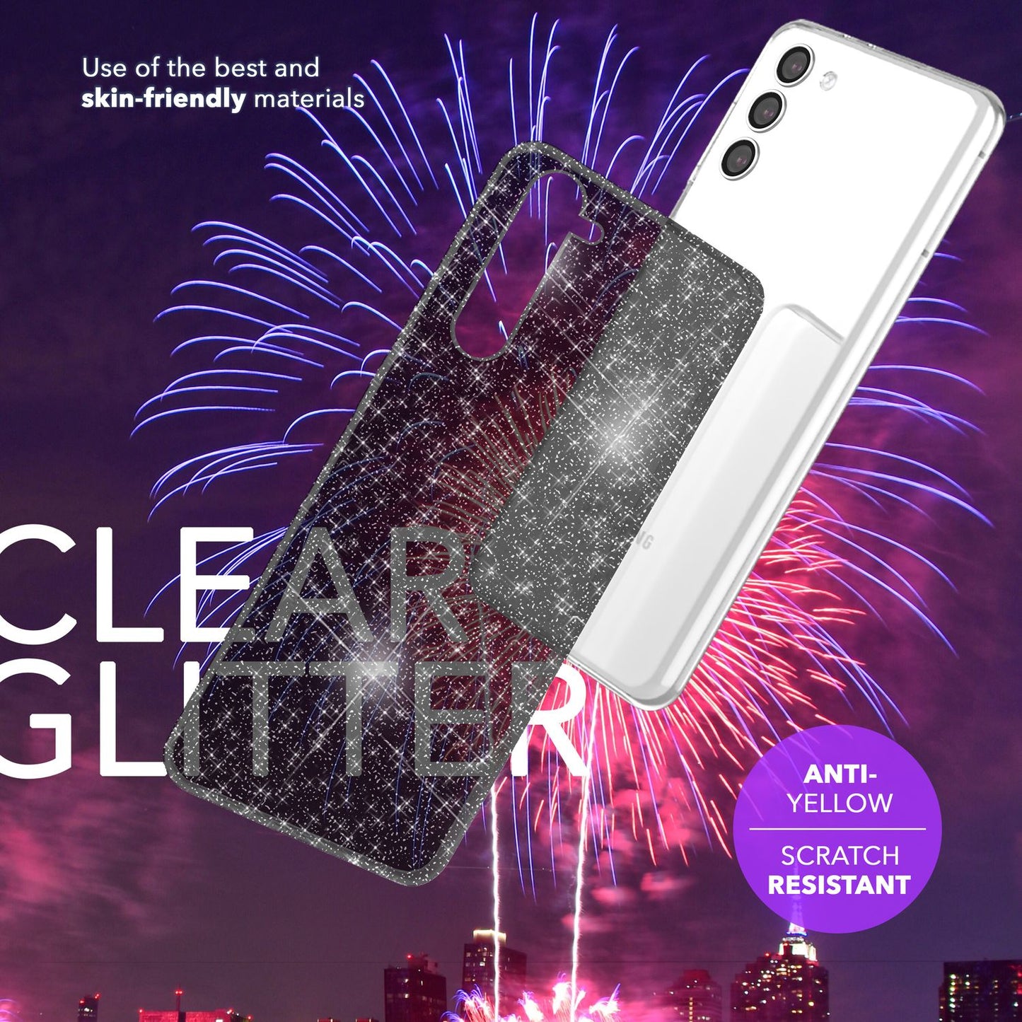 NALIA Glitter Protective Case for Samsung Galaxy S24, Transparent Silicone Phone Case, Glitter Case