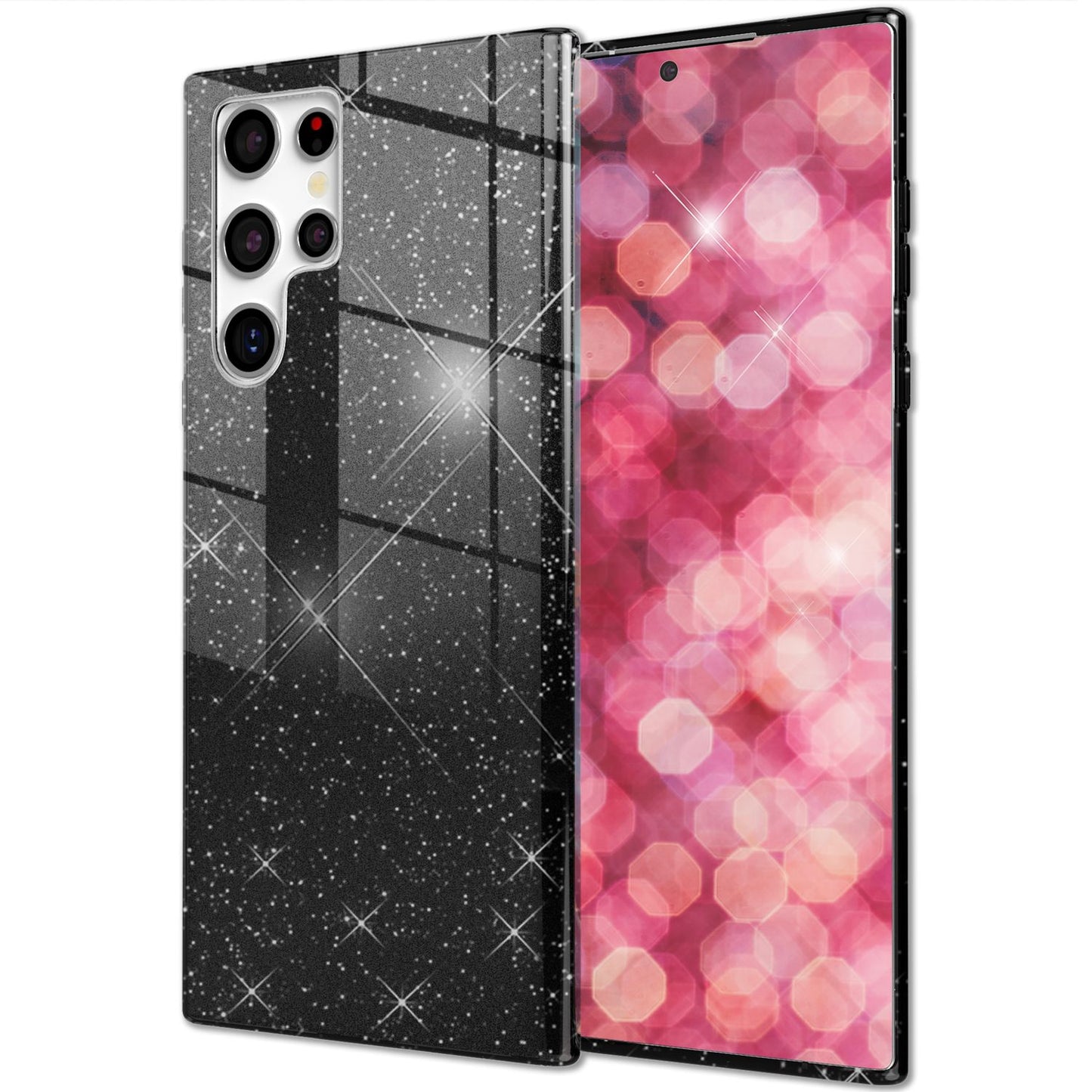 NALIA Hybrid Glitter Case for Samsung Galaxy S24 Ultra, Shiny Glitter Protective Case with Reinforced Silicone