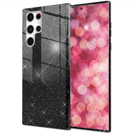 NALIA Hybrid Glitter Cover fyrir Samsung Galaxy S24 Ultra, Glansandi Glitter hlífðarhulstur með styrktu sílikoni