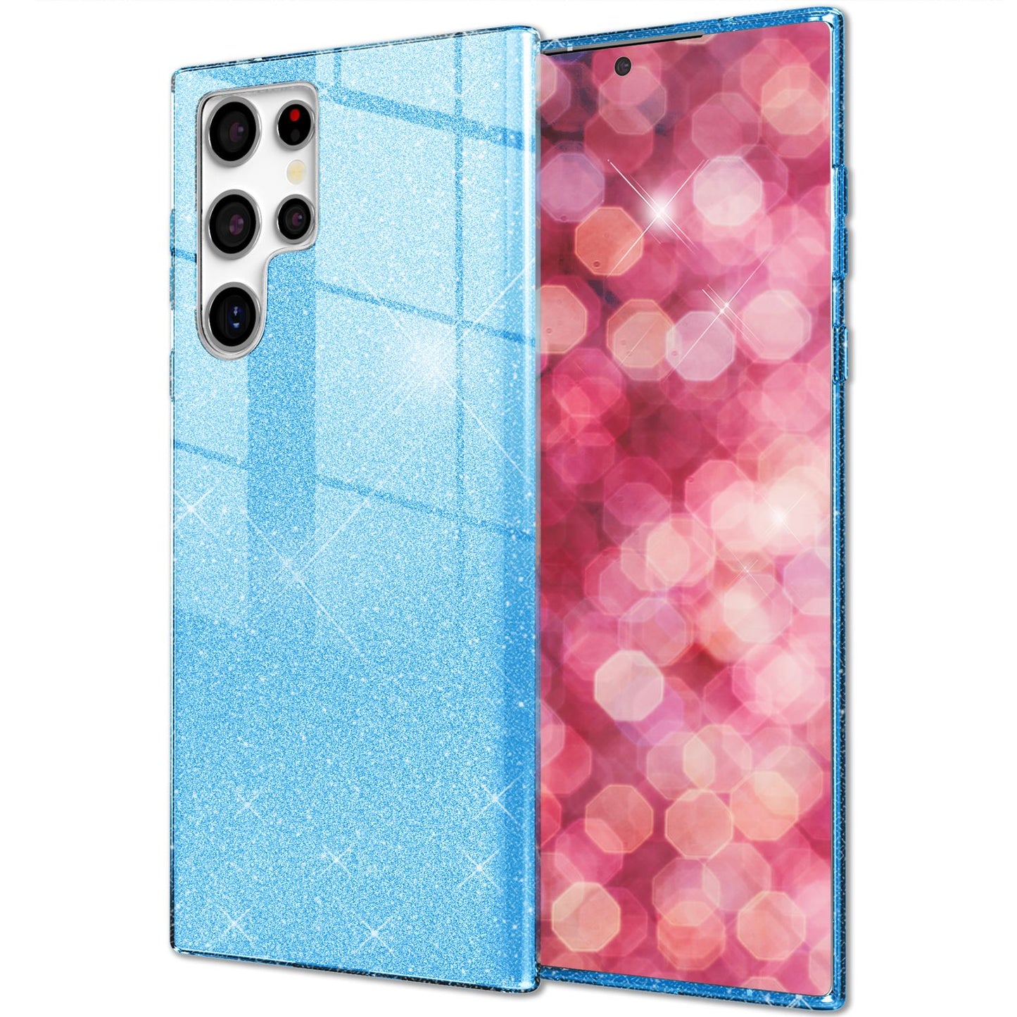 NALIA Hybrid Glitter Case for Samsung Galaxy S24 Ultra, Shiny Glitter Protective Case with Reinforced Silicone