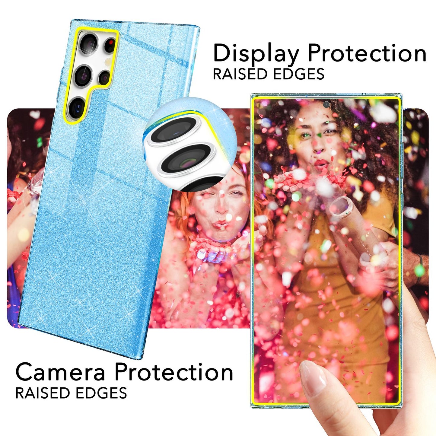 NALIA Hybrid Glitter Case for Samsung Galaxy S24 Ultra, Shiny Glitter Protective Case with Reinforced Silicone