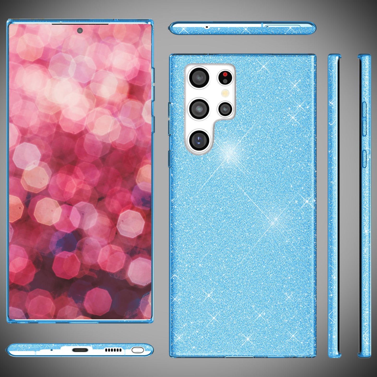 NALIA Hybrid Glitter Case for Samsung Galaxy S24 Ultra, Shiny Glitter Protective Case with Reinforced Silicone