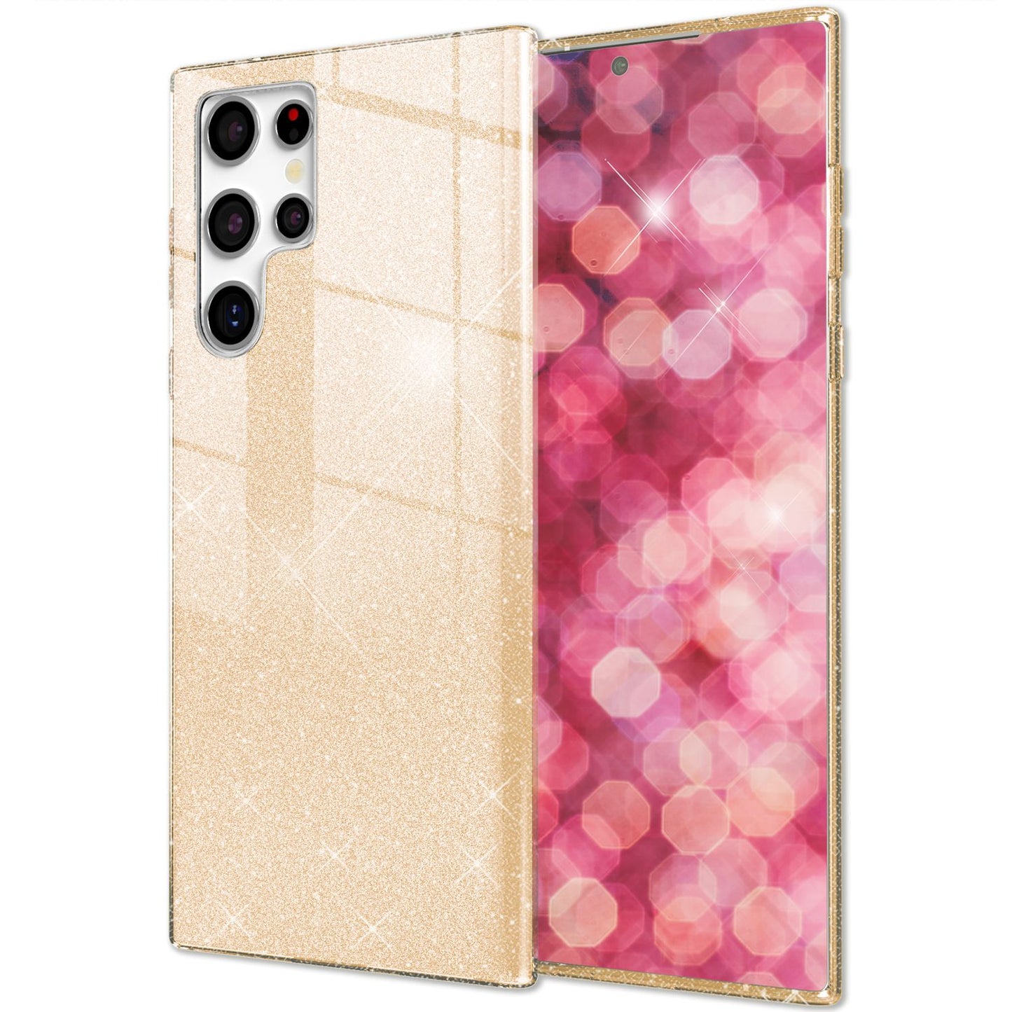 NALIA Hybrid Glitter Case for Samsung Galaxy S24 Ultra, Shiny Glitter Protective Case with Reinforced Silicone