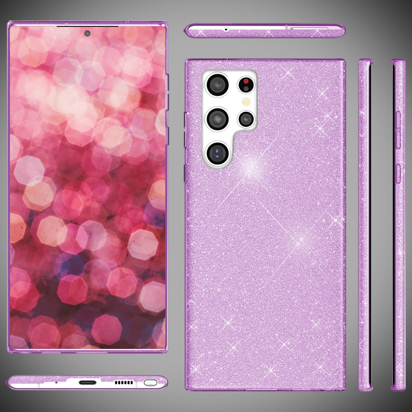 NALIA Hybrid Glitter Case for Samsung Galaxy S24 Ultra, Shiny Glitter Protective Case with Reinforced Silicone