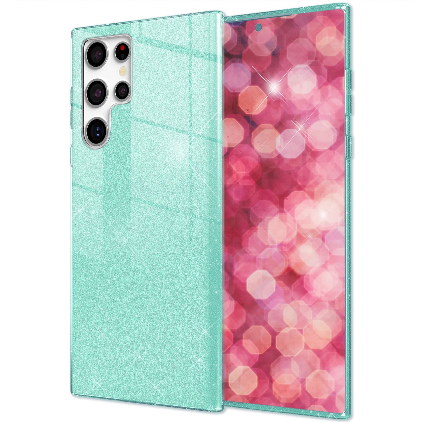 NALIA Hybrid Glitter Case for Samsung Galaxy S24 Ultra, Shiny Glitter Protective Case with Reinforced Silicone