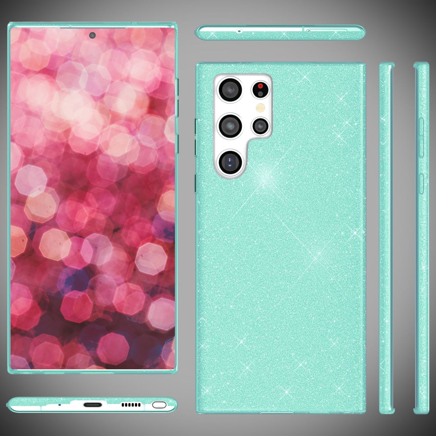 NALIA Hybrid Glitter Case for Samsung Galaxy S24 Ultra, Shiny Glitter Protective Case with Reinforced Silicone