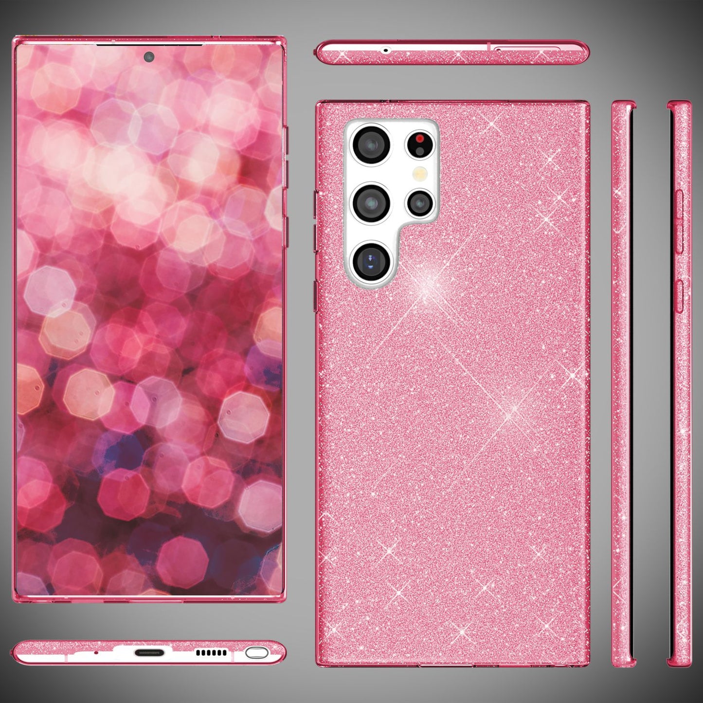 NALIA Hybrid Glitter Case for Samsung Galaxy S24 Ultra, Shiny Glitter Protective Case with Reinforced Silicone