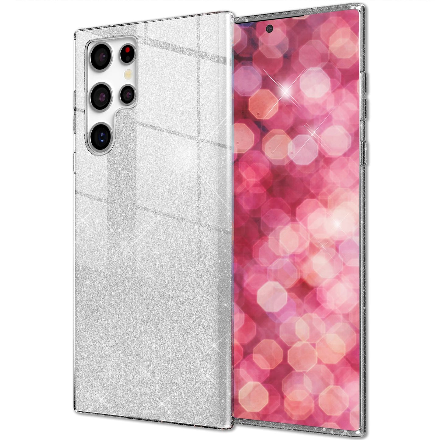 NALIA Hybrid Glitter Case for Samsung Galaxy S24 Ultra, Shiny Glitter Protective Case with Reinforced Silicone