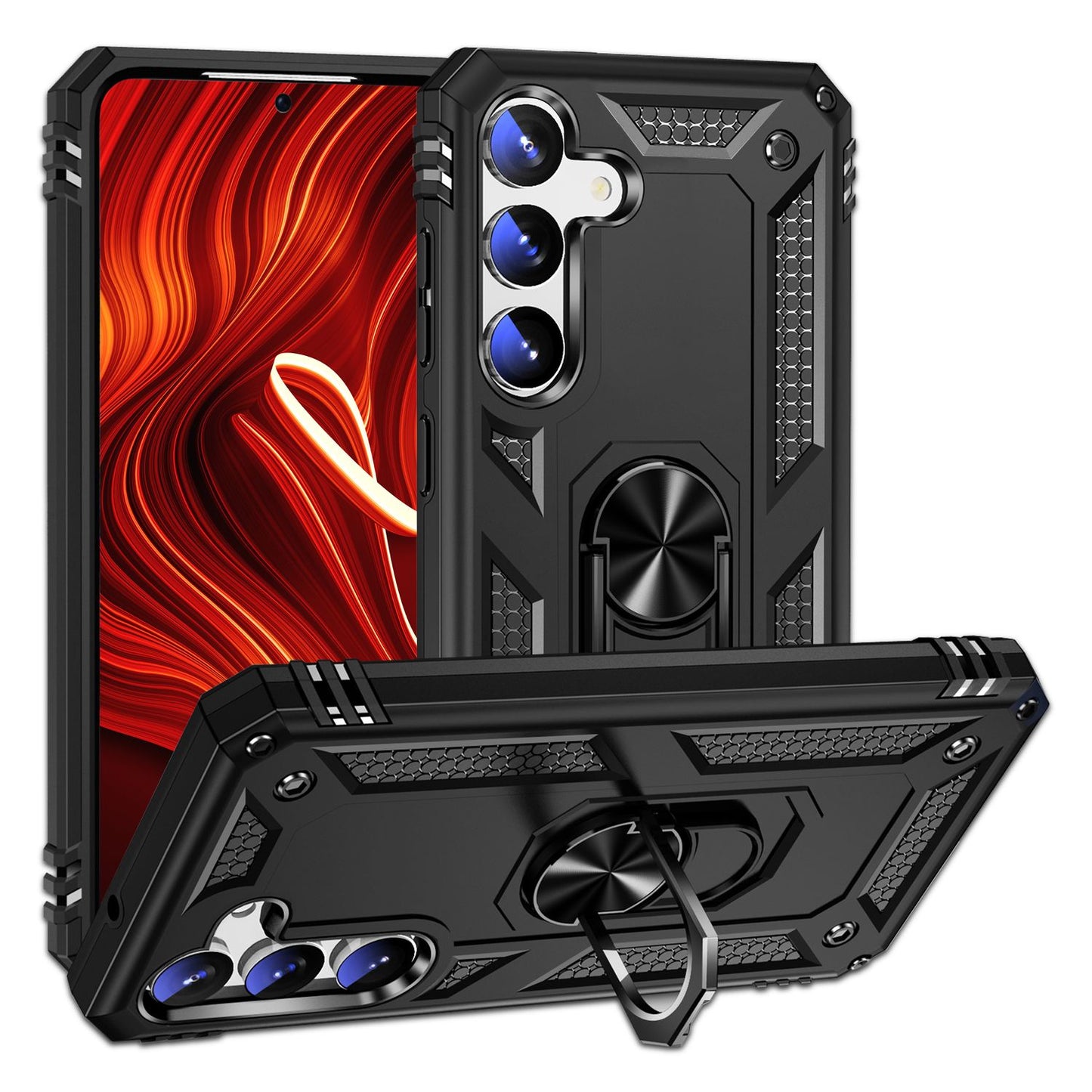 NALIA Military-Style Ring Case for Samsung Galaxy S24, Extremely Robust &amp; Shock-Resistant, Outdoor Protective Case