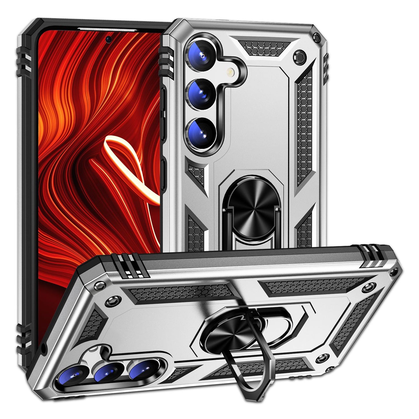 NALIA Military-Style Ring Case for Samsung Galaxy S24, Extremely Robust &amp; Shock-Resistant, Outdoor Protective Case