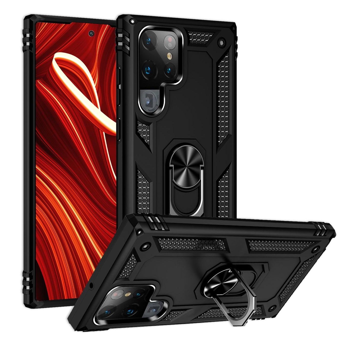 NALIA hernaðarstíls hringhulstur fyrir Samsung Galaxy S24 Ultra, einstaklega sterkt og höggþolið, verndarhulstur fyrir útiveru