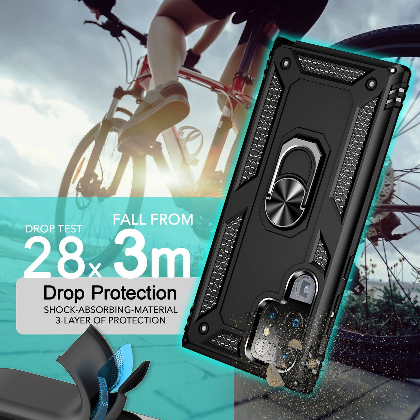 NALIA hernaðarstíls hringhulstur fyrir Samsung Galaxy S24 Ultra, einstaklega sterkt og höggþolið, verndarhulstur fyrir útiveru