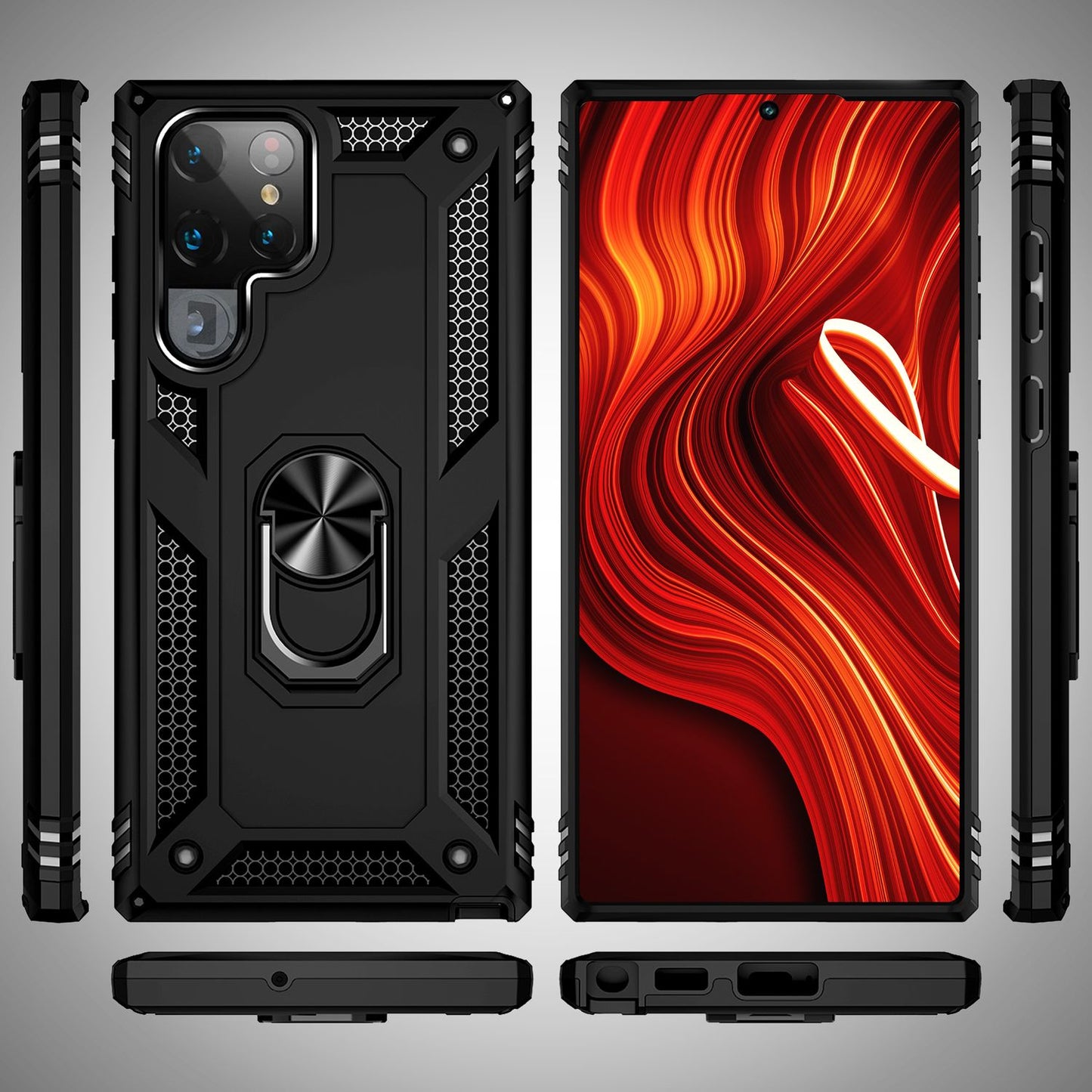 NALIA hernaðarstíls hringhulstur fyrir Samsung Galaxy S24 Ultra, einstaklega sterkt og höggþolið, verndarhulstur fyrir útiveru