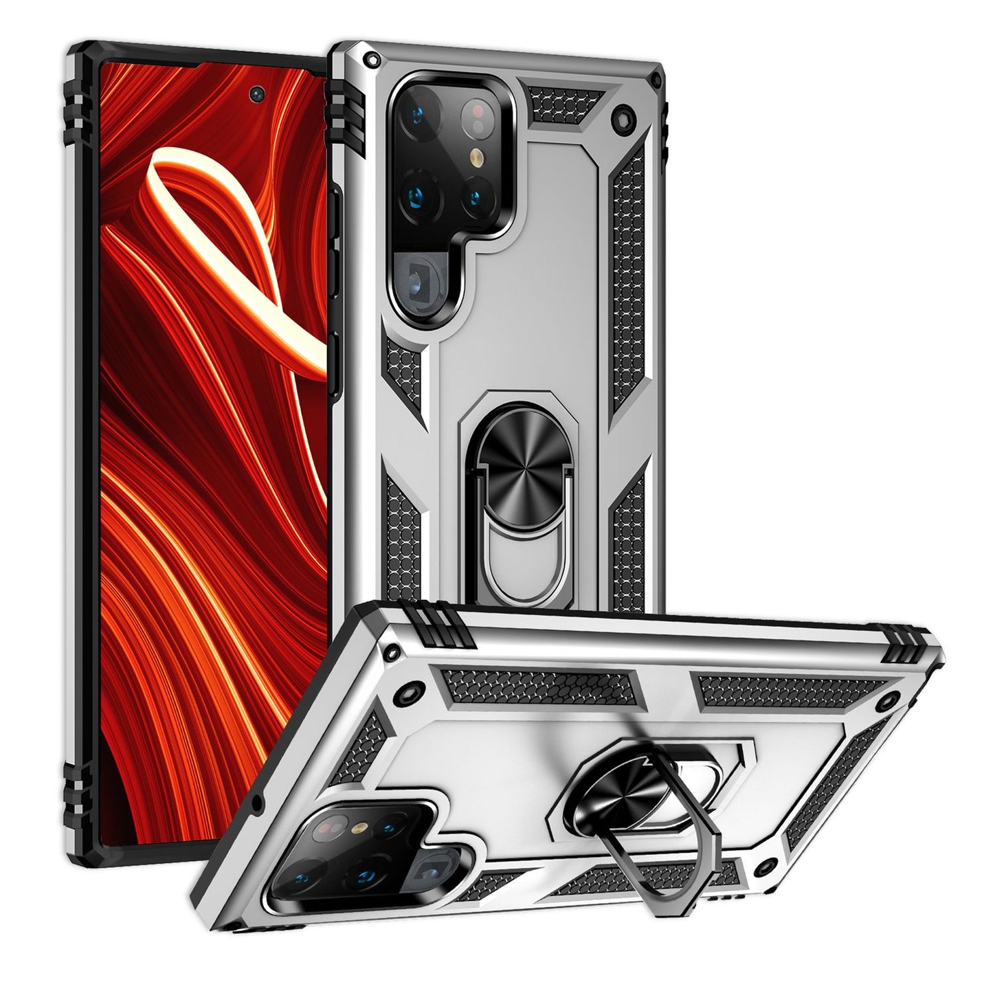 NALIA hernaðarstíls hringhulstur fyrir Samsung Galaxy S24 Ultra, einstaklega sterkt og höggþolið, verndarhulstur fyrir útiveru