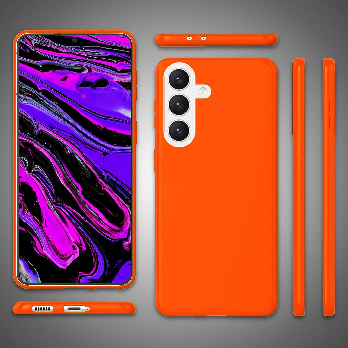 NALIA Líflegt Neon sílikonhulstur fyrir Samsung Galaxy S24, verndarhulstur í skærum neonlitum