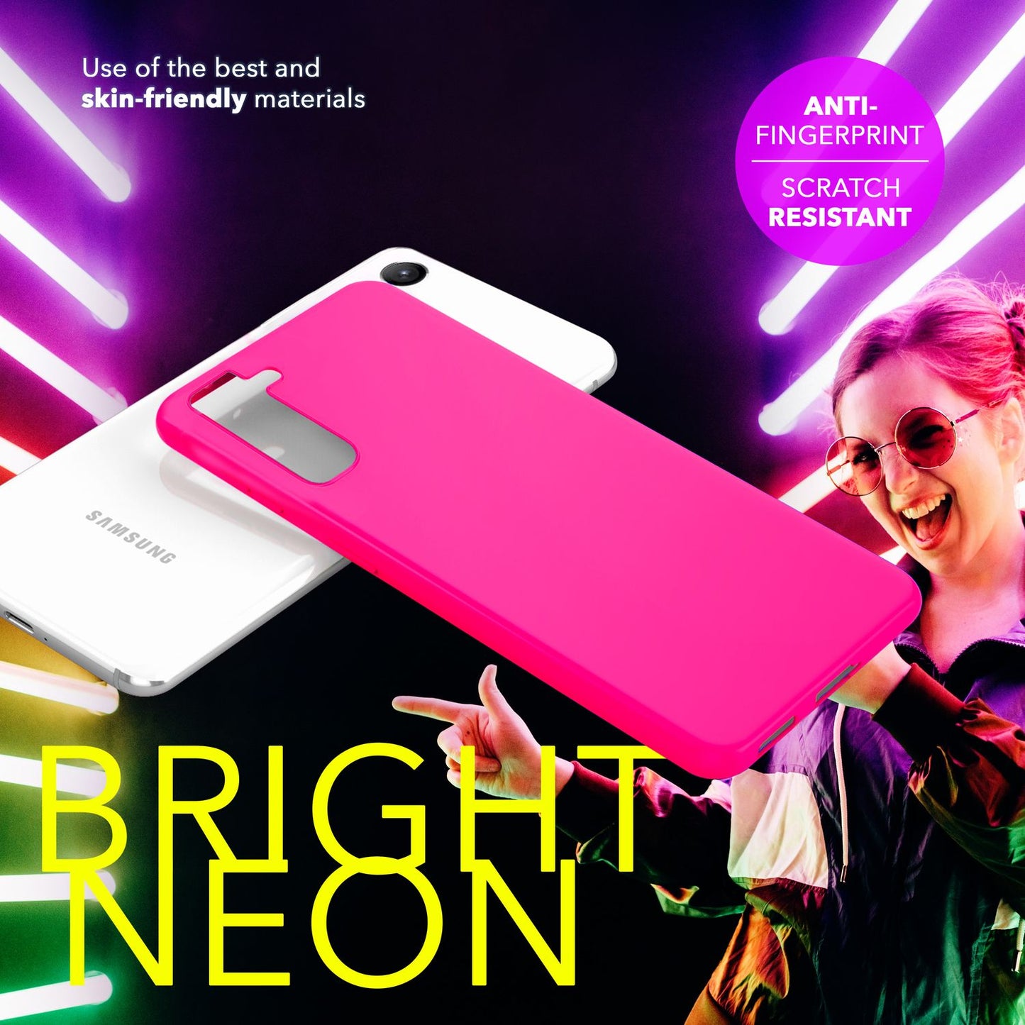 NALIA Vibrant Neon Silicone Case for Samsung Galaxy S24 Plus, Slim Protective Case in Bright Neon Colors