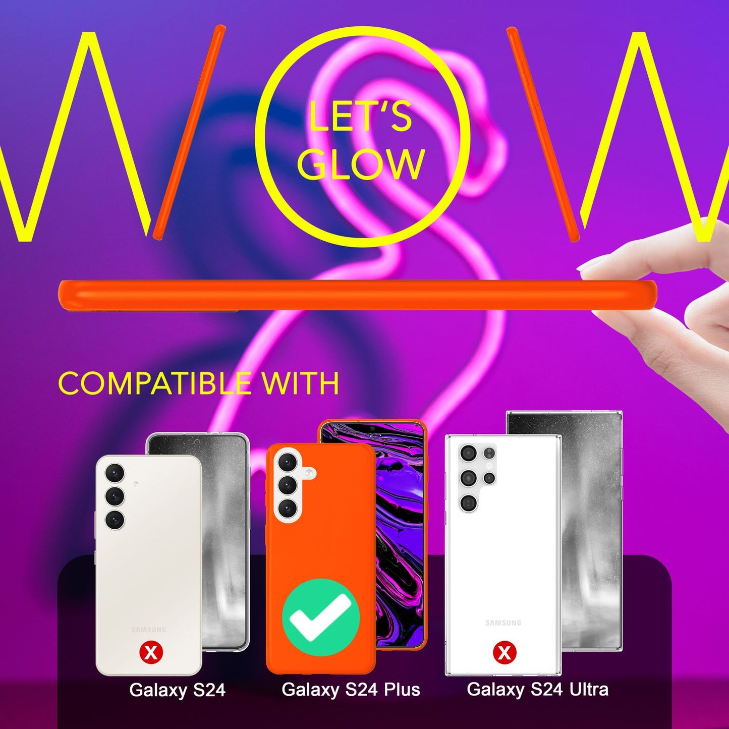 NALIA Vibrant Neon Silicone Case for Samsung Galaxy S24 Plus, Slim Protective Case in Bright Neon Colors