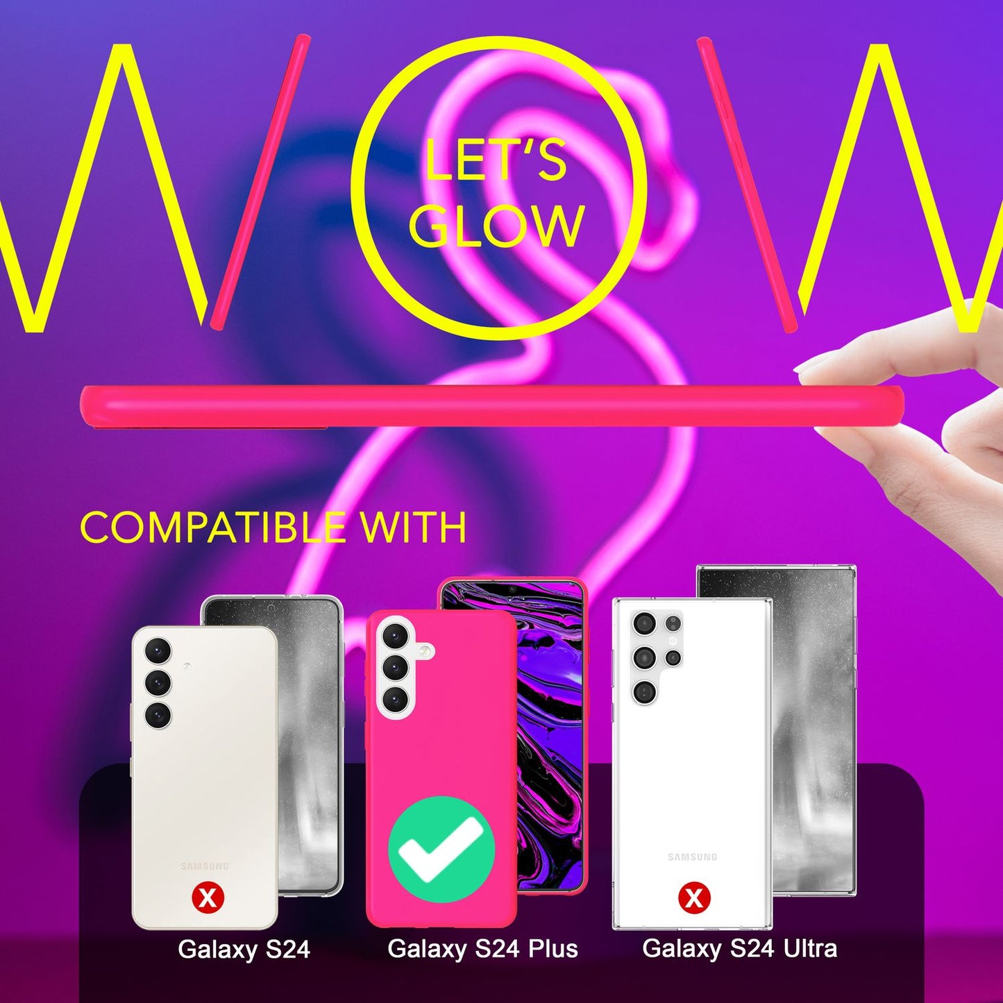 NALIA Vibrant Neon Silicone Case for Samsung Galaxy S24 Plus, Slim Protective Case in Bright Neon Colors