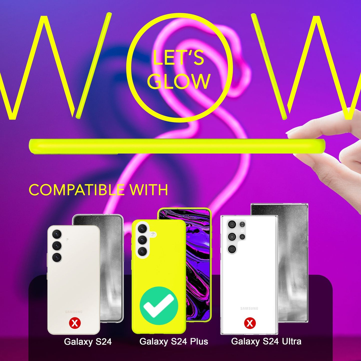 NALIA Vibrant Neon Silicone Case for Samsung Galaxy S24 Plus, Slim Protective Case in Bright Neon Colors