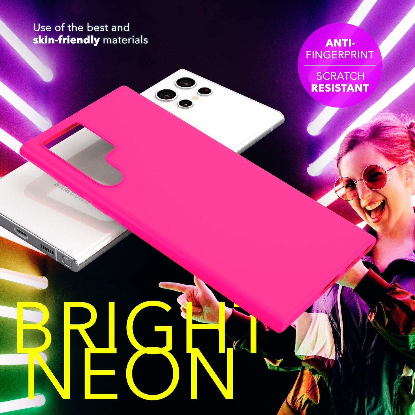 NALIA Vibrant Neon Silicone Case for Samsung Galaxy S24 Ultra, Protective Case in Bright Neon Colors