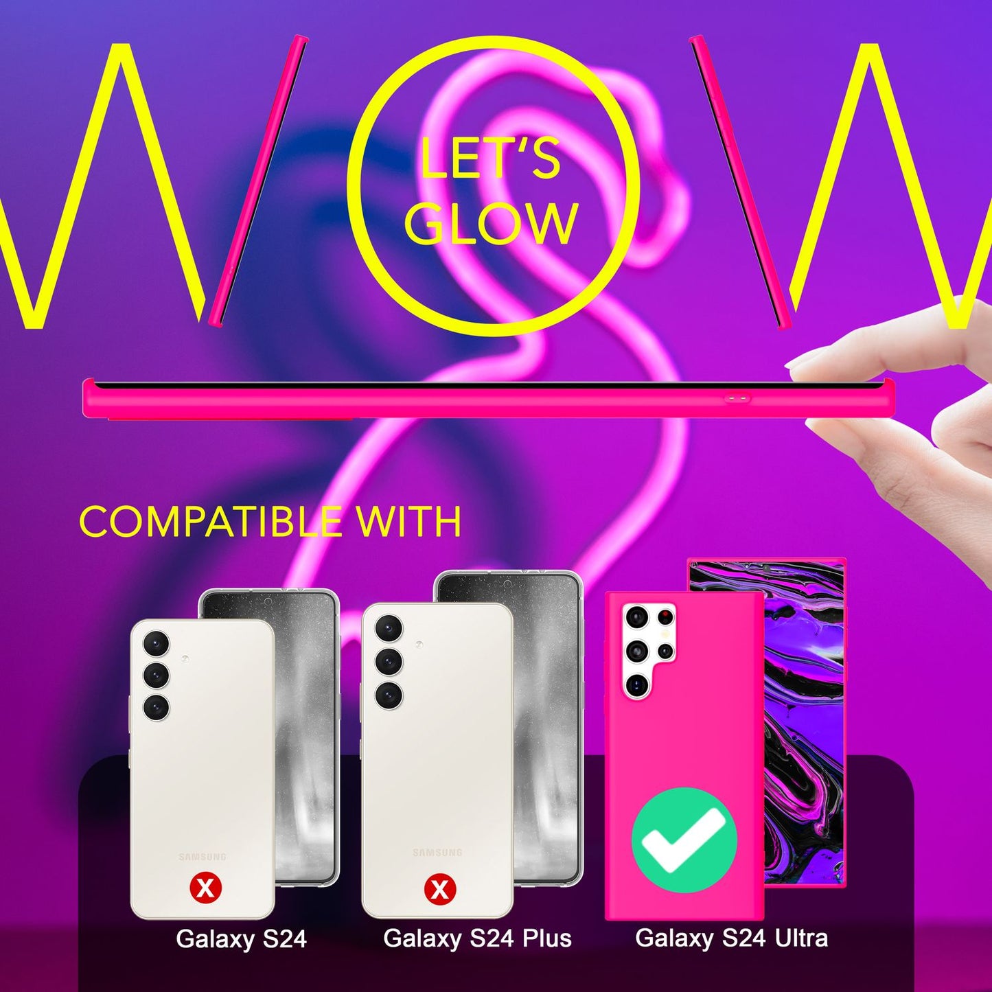 NALIA Vibrant Neon Silicone Case for Samsung Galaxy S24 Ultra, Protective Case in Bright Neon Colors