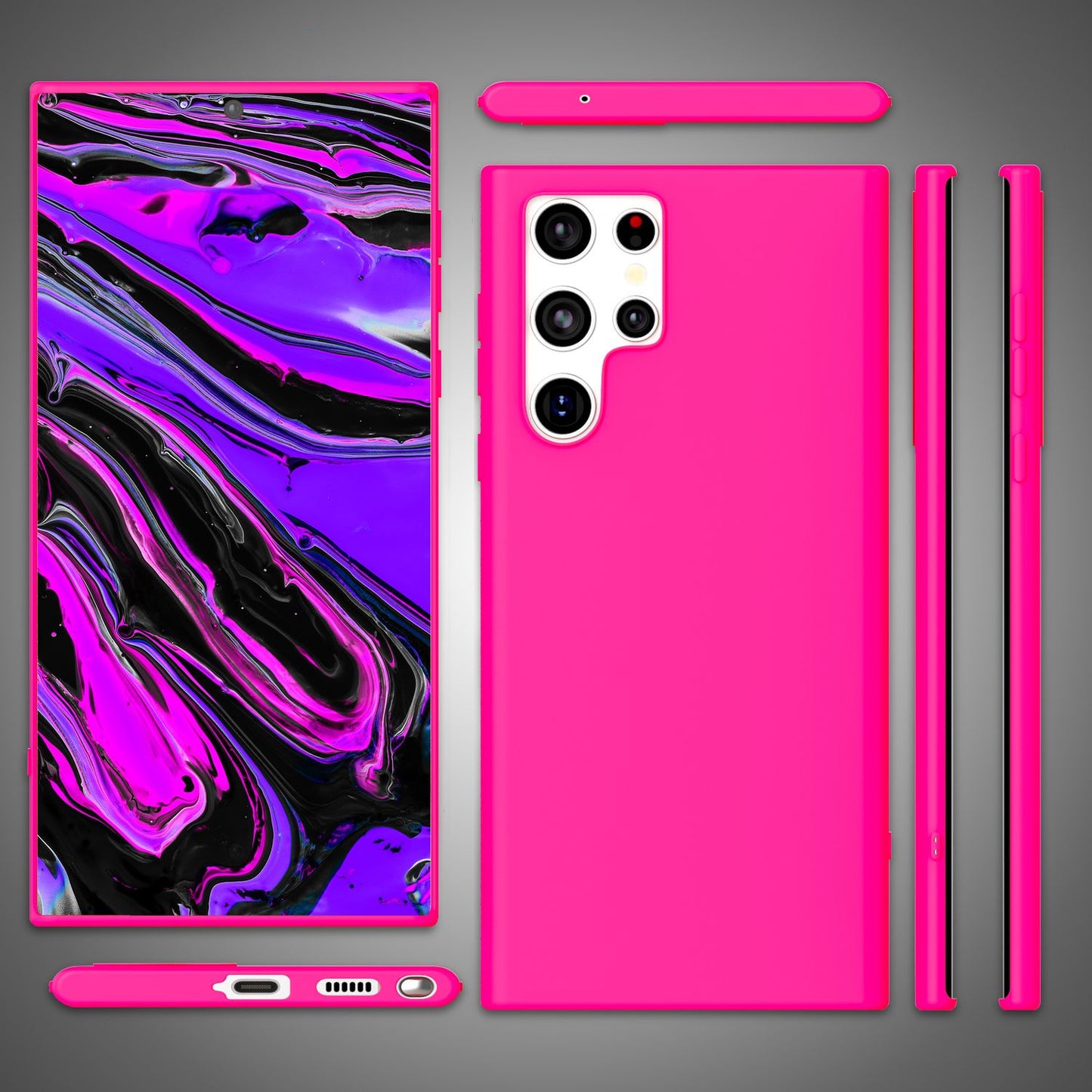 NALIA Vibrant Neon Silicone Case for Samsung Galaxy S24 Ultra, Protective Case in Bright Neon Colors