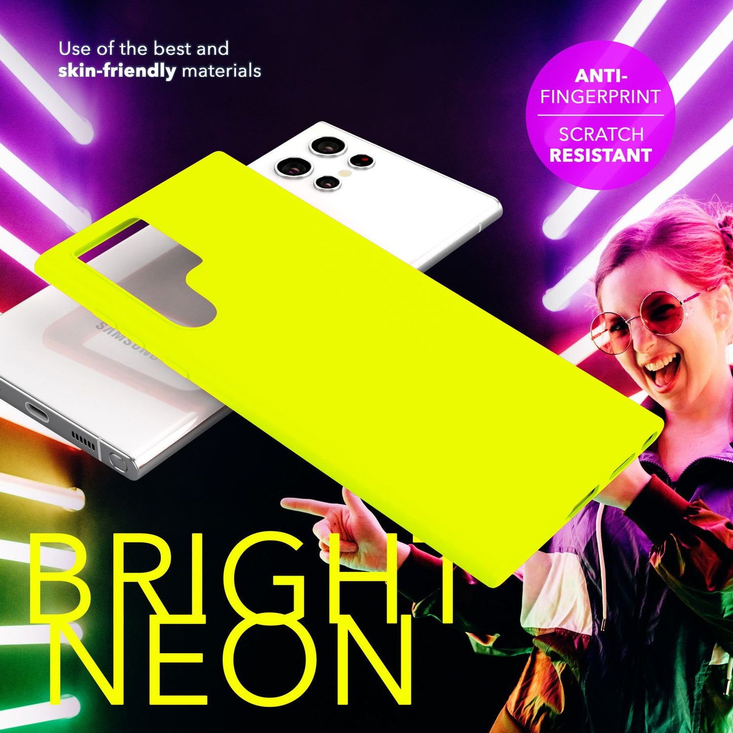 NALIA Vibrant Neon Silicone Case for Samsung Galaxy S24 Ultra, Protective Case in Bright Neon Colors