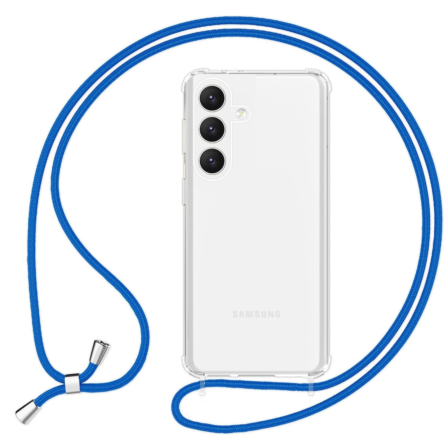 NALIA Clear Protective Case with Chain for Samsung Galaxy S24 Plus, Transparent Sturdy Phone Case with Lanyard