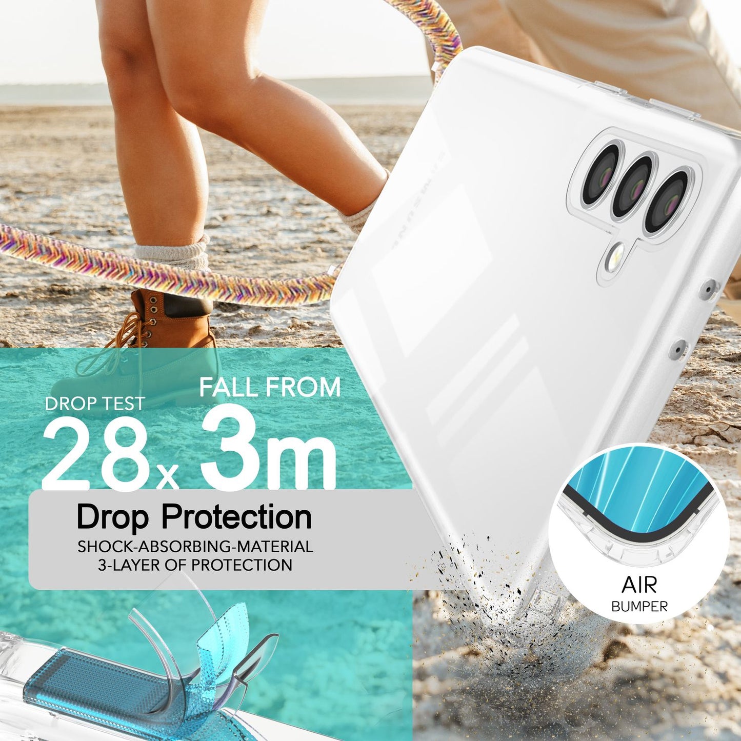 NALIA Clear Protective Case with Chain for Samsung Galaxy S24 Plus, Transparent Sturdy Phone Case with Lanyard