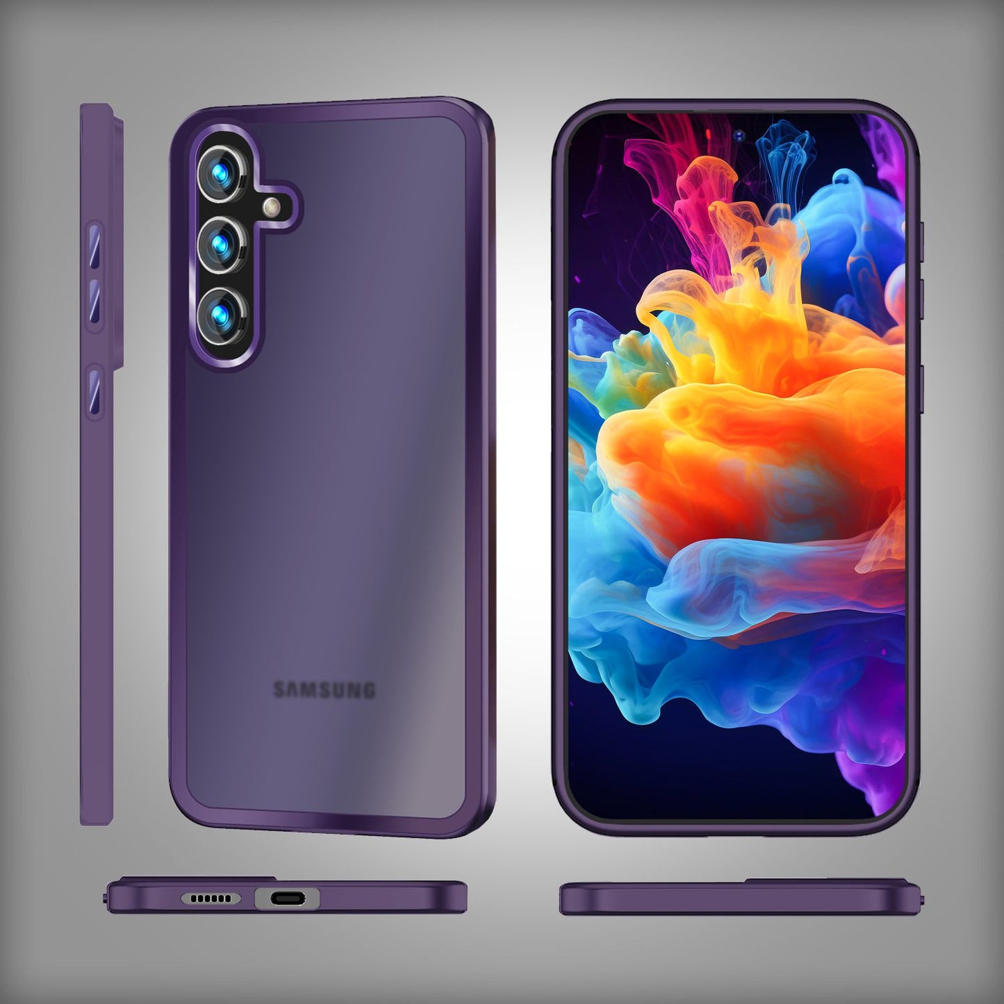 NALIA Matte Hybrid Schutzhülle für Samsung Galaxy S24 Hülle, Semi-Transparente Stoßfeste Harte Rückseite & Schutz-Rahmen