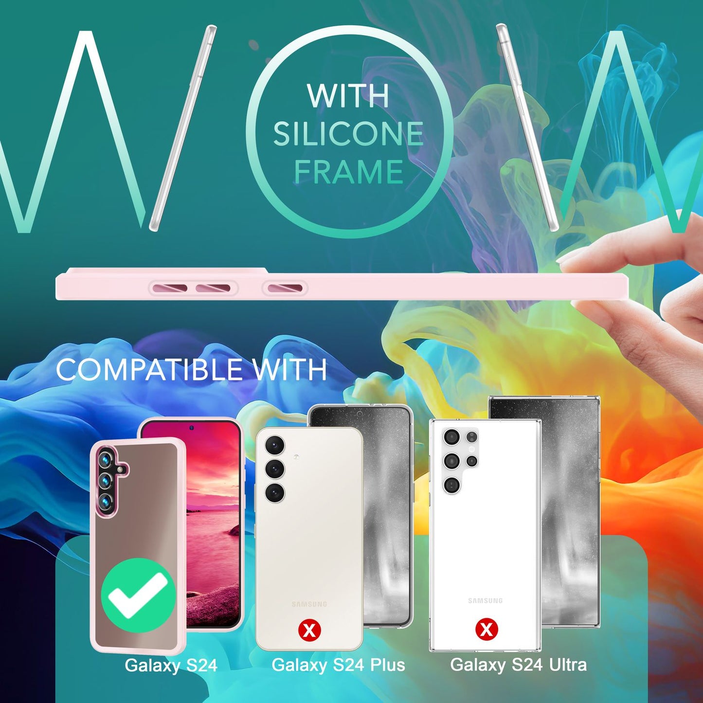 NALIA Matte Hybrid Schutzhülle für Samsung Galaxy S24 Hülle, Semi-Transparente Stoßfeste Harte Rückseite & Schutz-Rahmen