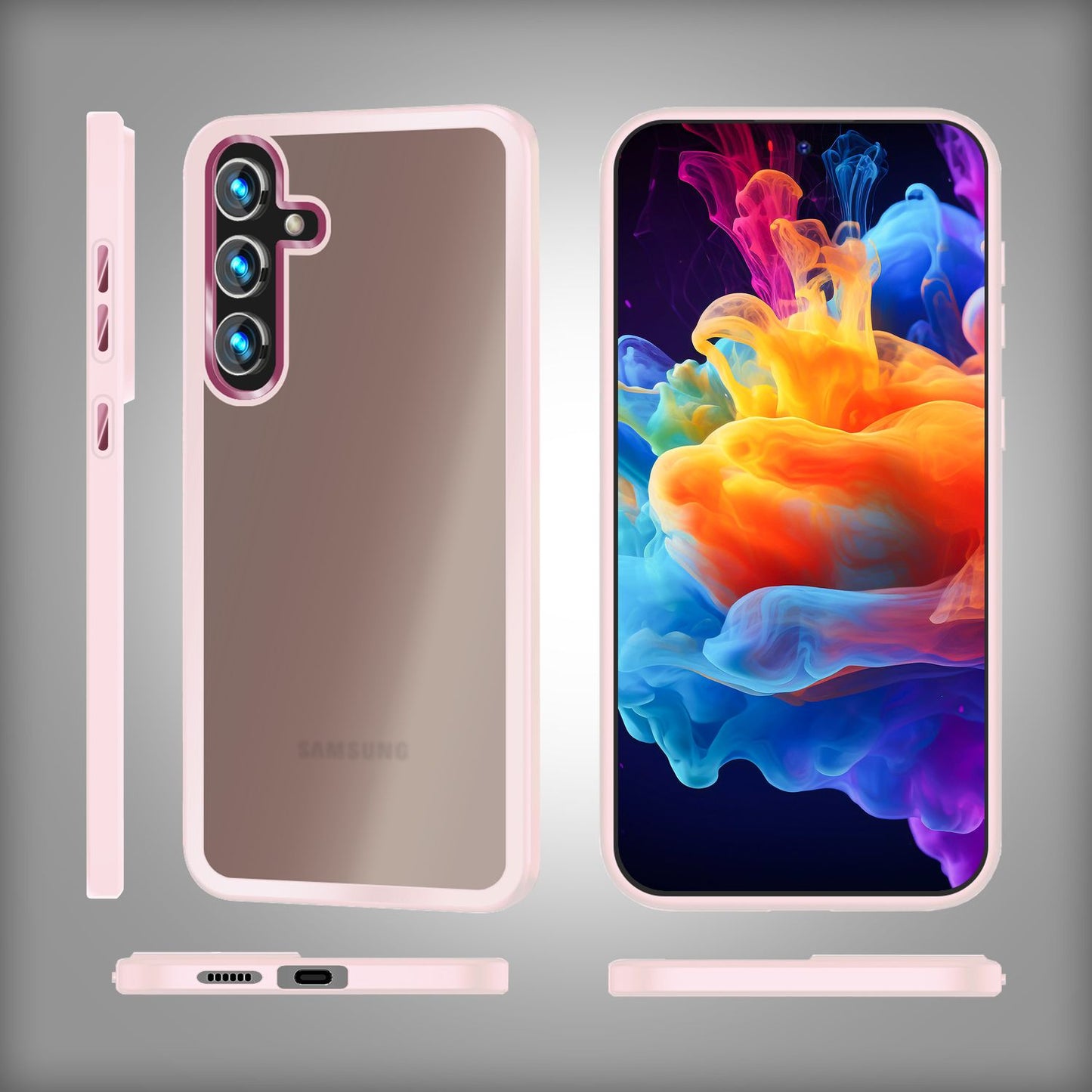 NALIA Matte Hybrid Schutzhülle für Samsung Galaxy S24 Hülle, Semi-Transparente Stoßfeste Harte Rückseite & Schutz-Rahmen