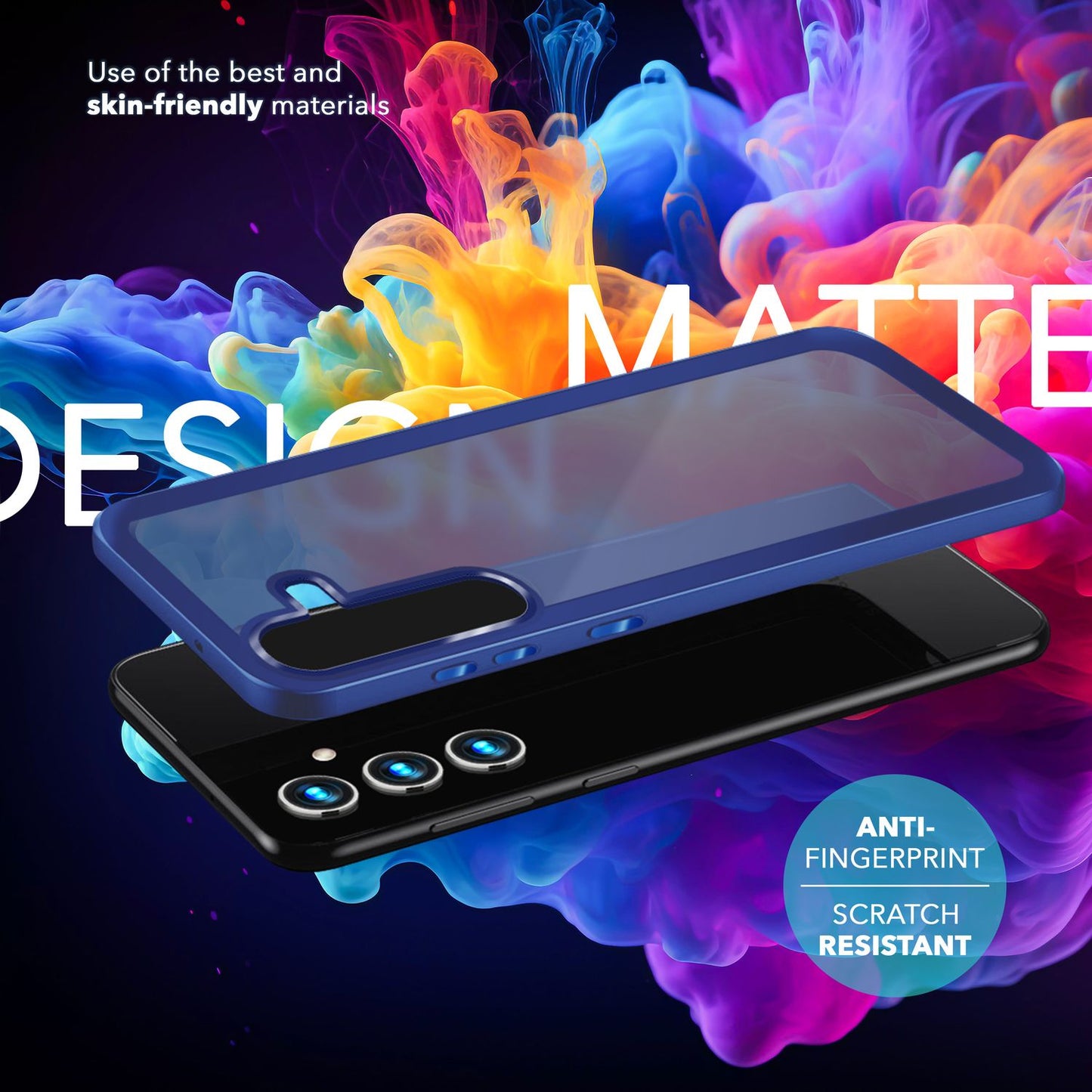 NALIA Matt Hybrid hlífðarhulstur fyrir Samsung Galaxy S24 Plus, hálfgagnsætt hart bak og rammi sem verndar gegn falli