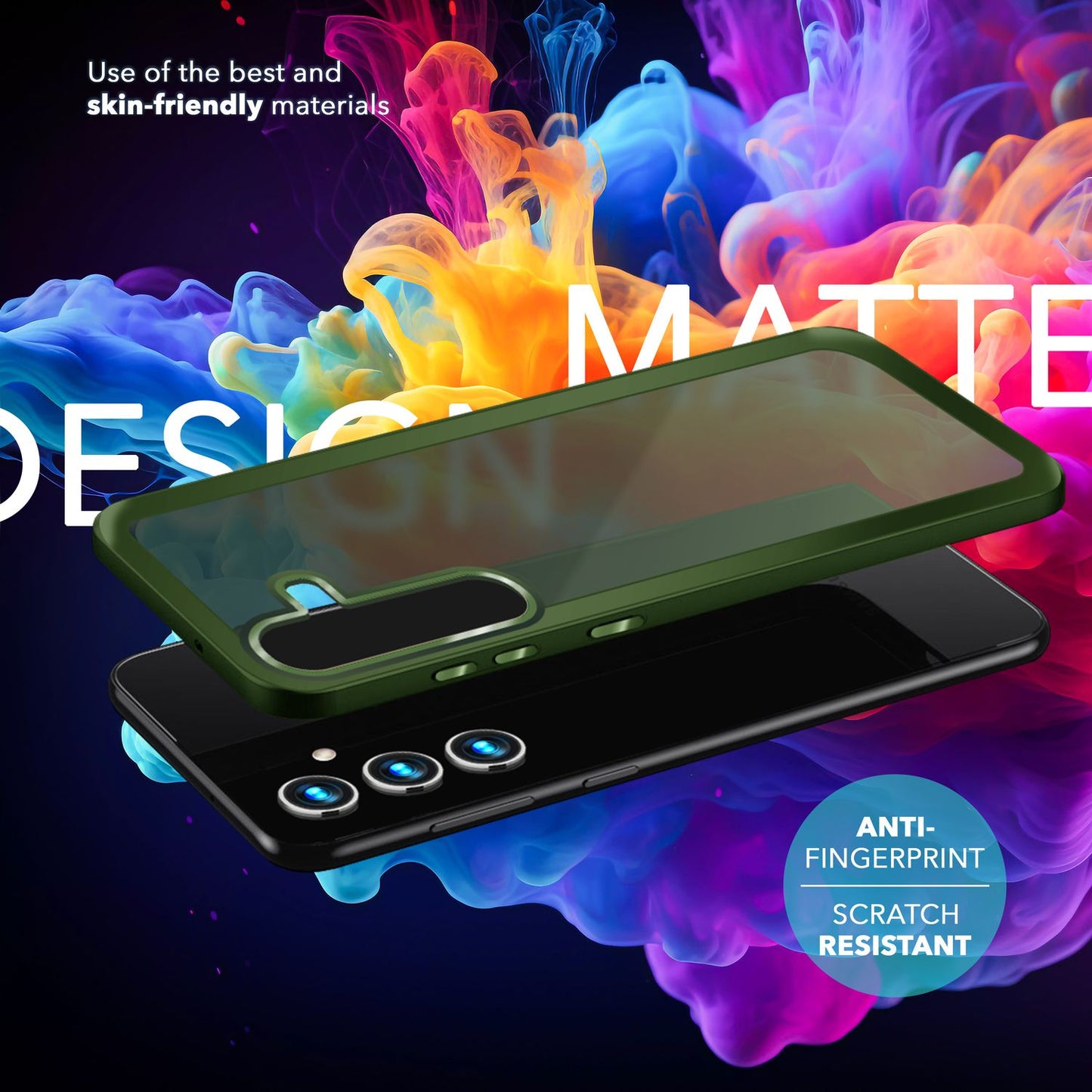 NALIA Matt Hybrid hlífðarhulstur fyrir Samsung Galaxy S24 Plus, hálfgagnsætt hart bak og rammi sem verndar gegn falli