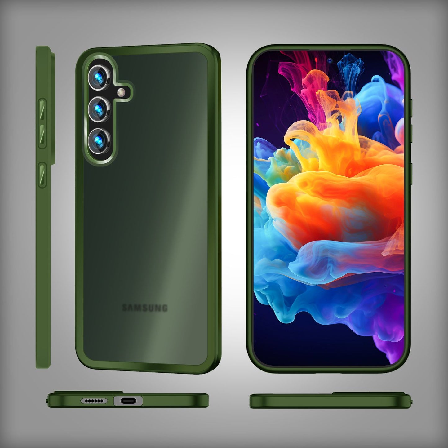 NALIA Matt Hybrid hlífðarhulstur fyrir Samsung Galaxy S24 Plus, hálfgagnsætt hart bak og rammi sem verndar gegn falli