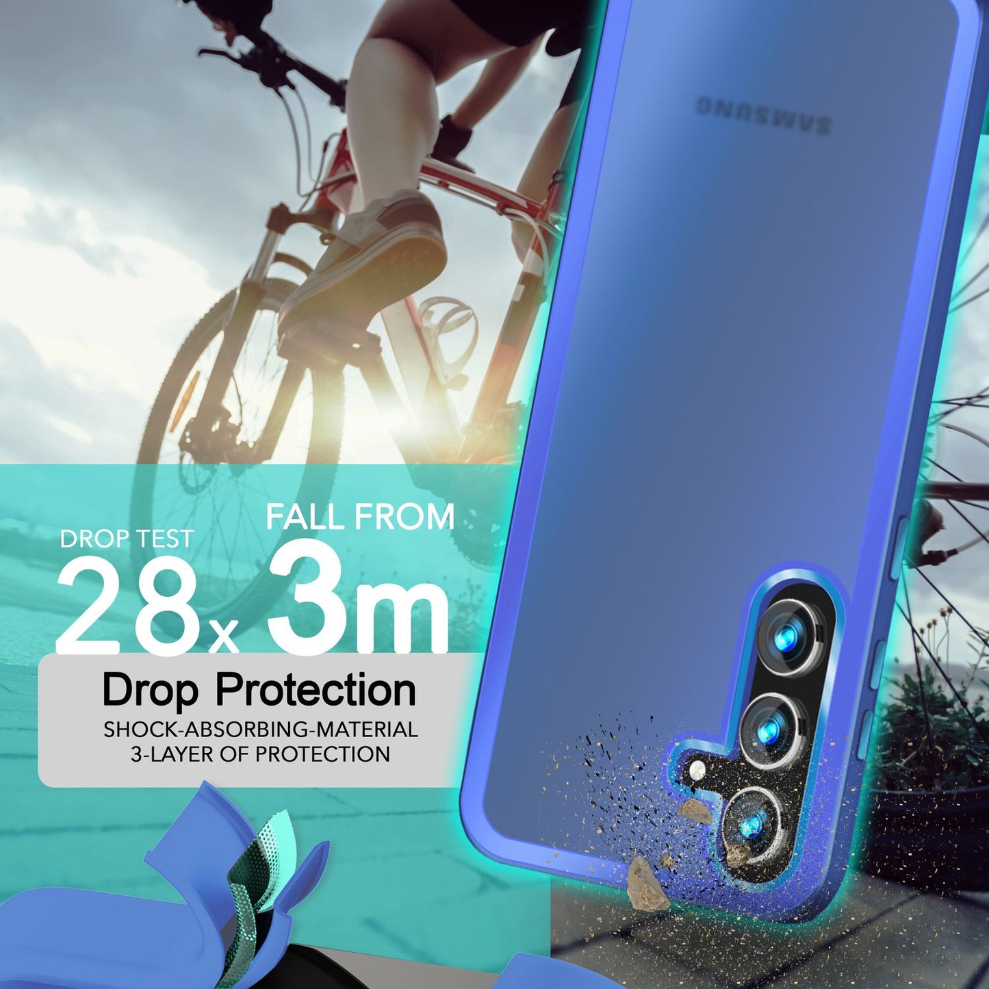 NALIA Matt Hybrid hlífðarhulstur fyrir Samsung Galaxy S24 Plus, hálfgagnsætt hart bak og rammi sem verndar gegn falli