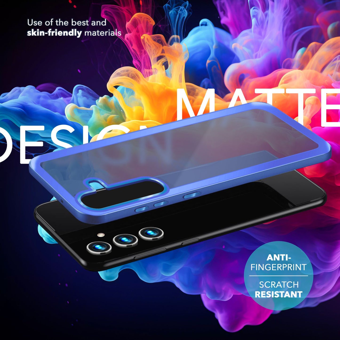 NALIA Matt Hybrid hlífðarhulstur fyrir Samsung Galaxy S24 Plus, hálfgagnsætt hart bak og rammi sem verndar gegn falli