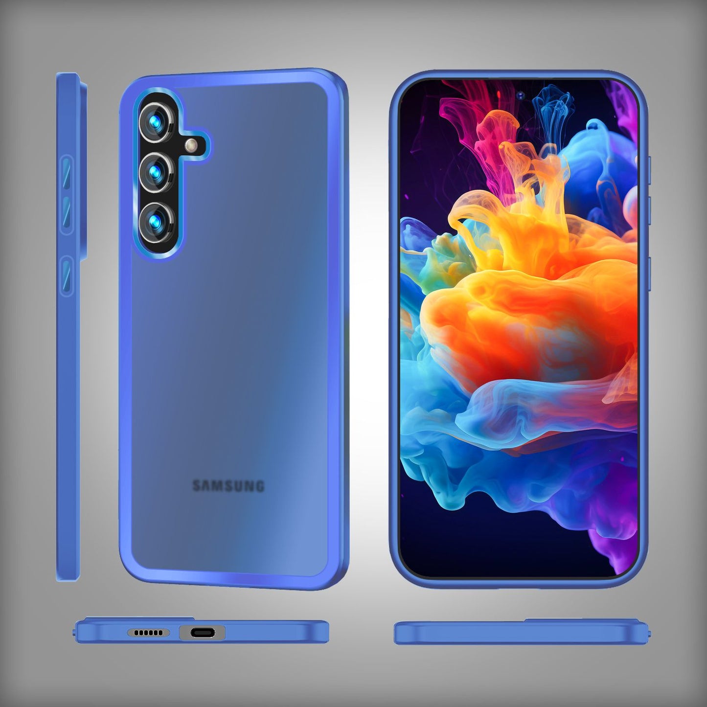 NALIA Matt Hybrid hlífðarhulstur fyrir Samsung Galaxy S24 Plus, hálfgagnsætt hart bak og rammi sem verndar gegn falli