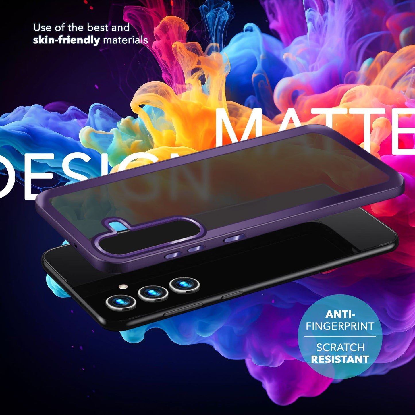 NALIA Matt Hybrid hlífðarhulstur fyrir Samsung Galaxy S24 Plus, hálfgagnsætt hart bak og rammi sem verndar gegn falli