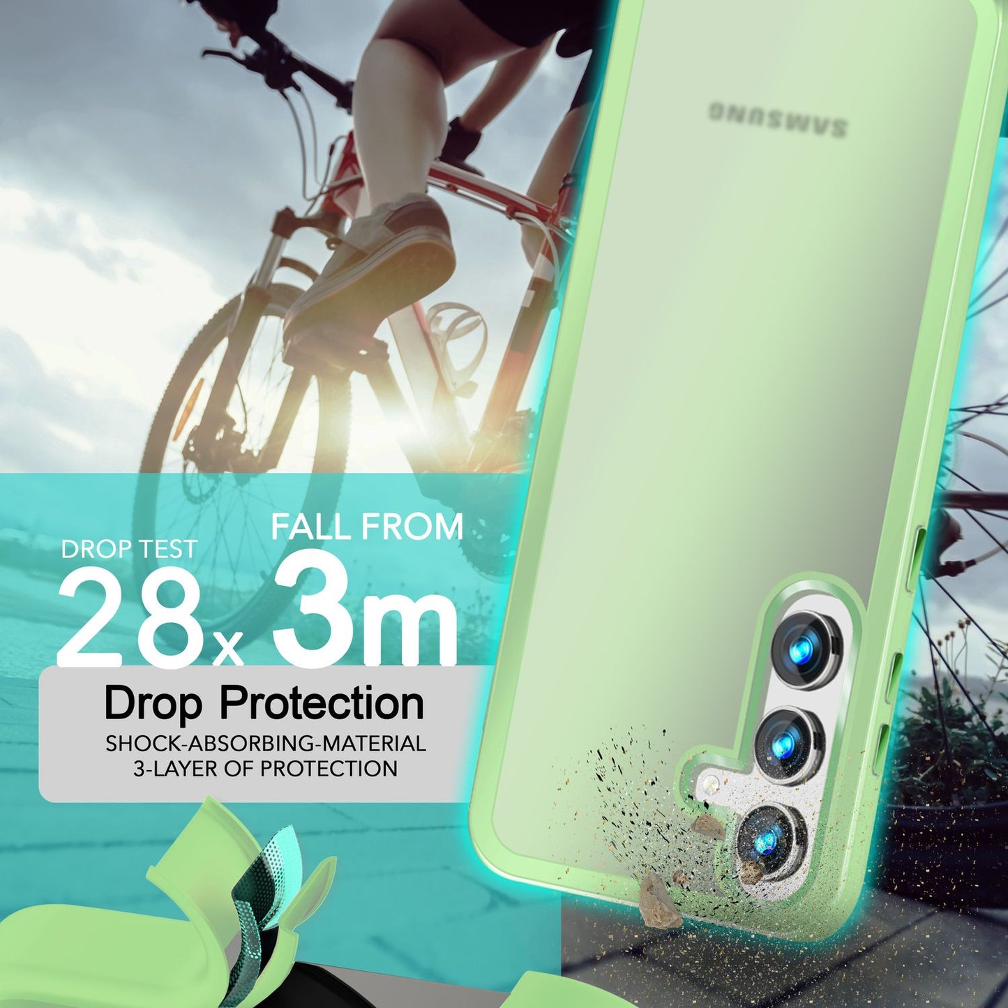 NALIA Matt Hybrid hlífðarhulstur fyrir Samsung Galaxy S24 Plus, hálfgagnsætt hart bak og rammi sem verndar gegn falli