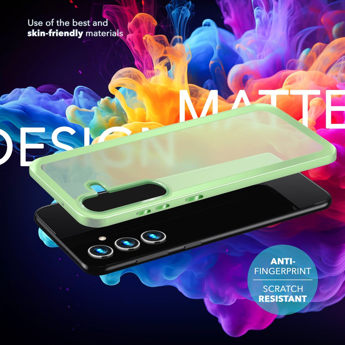 NALIA Matt Hybrid hlífðarhulstur fyrir Samsung Galaxy S24 Plus, hálfgagnsætt hart bak og rammi sem verndar gegn falli