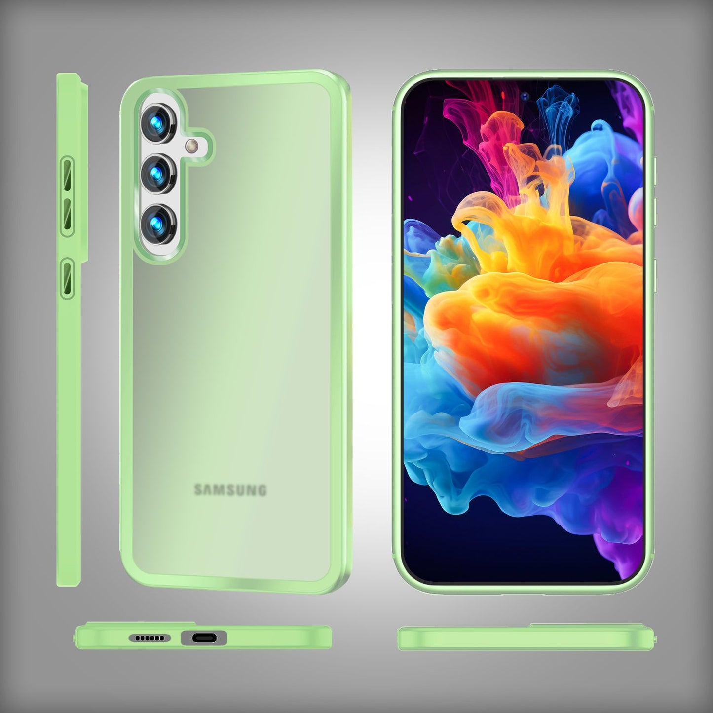 NALIA Matt Hybrid hlífðarhulstur fyrir Samsung Galaxy S24 Plus, hálfgagnsætt hart bak og rammi sem verndar gegn falli