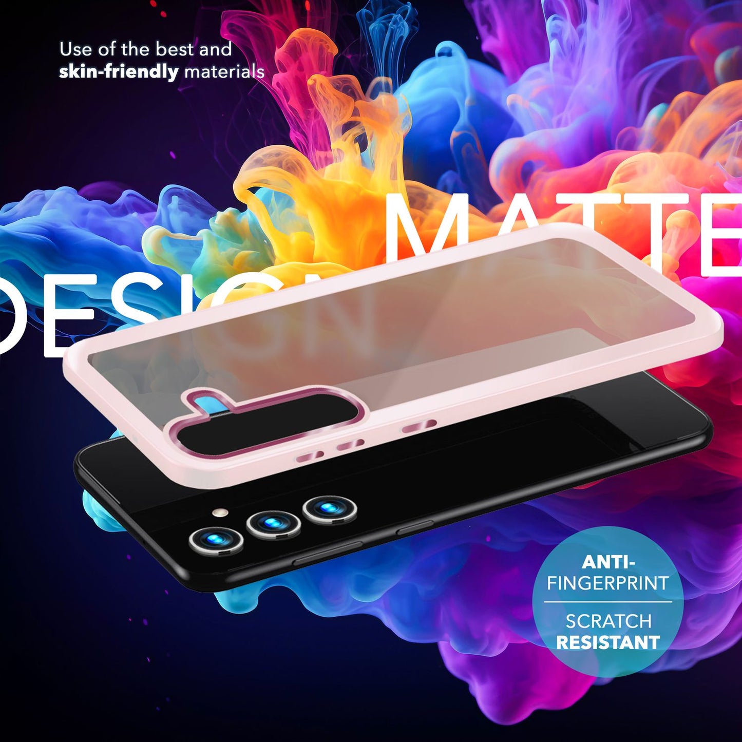 NALIA Matt Hybrid hlífðarhulstur fyrir Samsung Galaxy S24 Plus, hálfgagnsætt hart bak og rammi sem verndar gegn falli