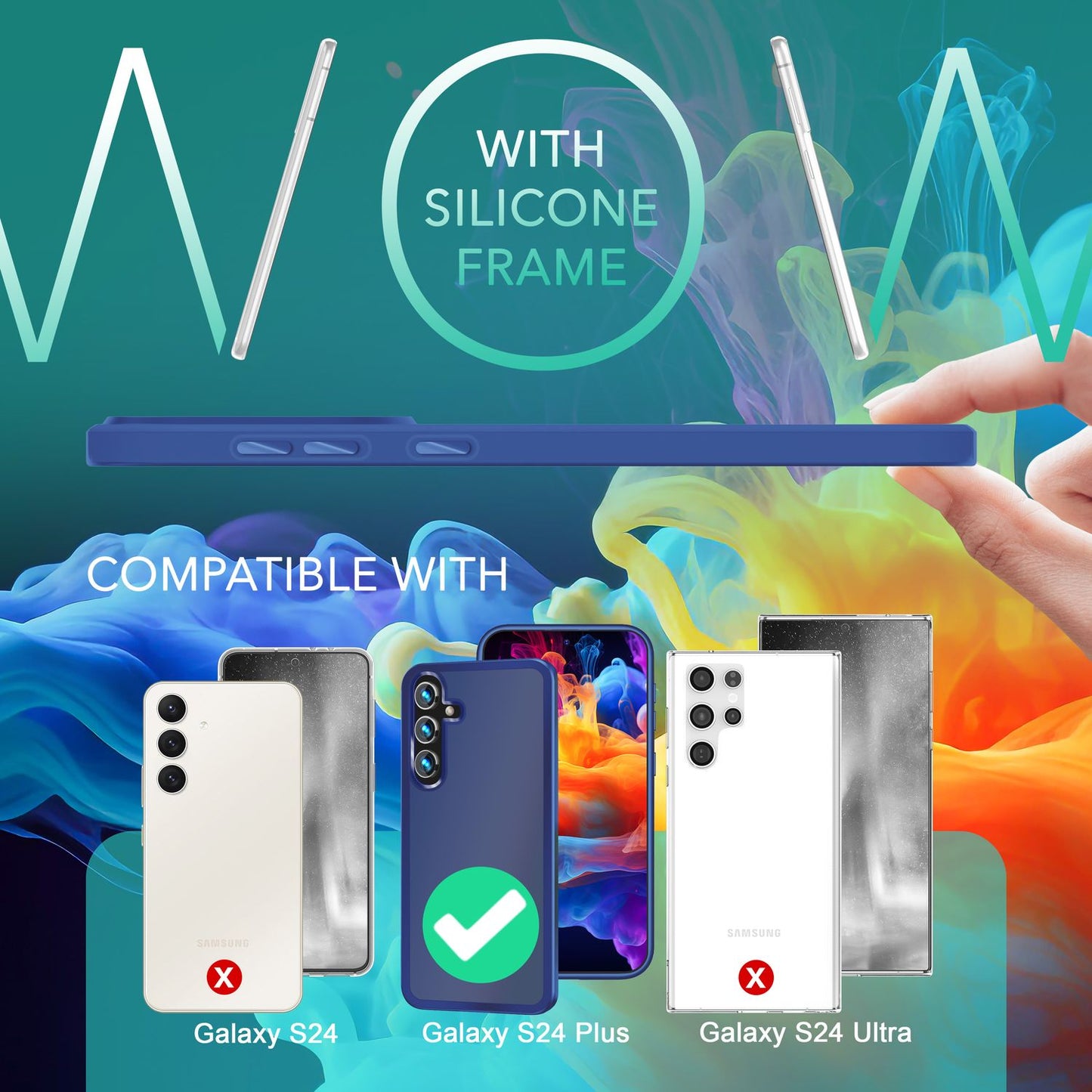 NALIA Matt Hybrid hlífðarhulstur fyrir Samsung Galaxy S24 Plus, hálfgagnsætt hart bak og rammi sem verndar gegn falli