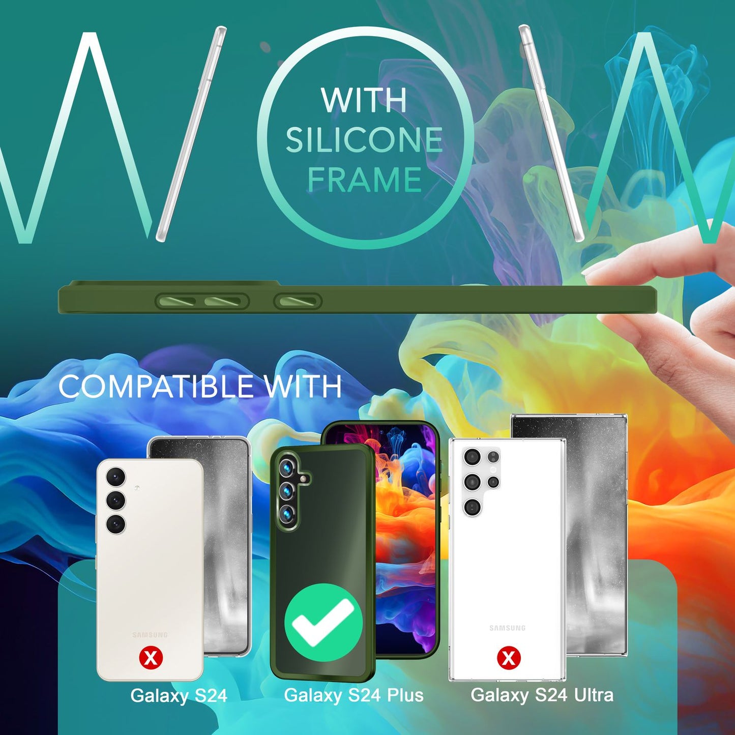 NALIA Matt Hybrid hlífðarhulstur fyrir Samsung Galaxy S24 Plus, hálfgagnsætt hart bak og rammi sem verndar gegn falli