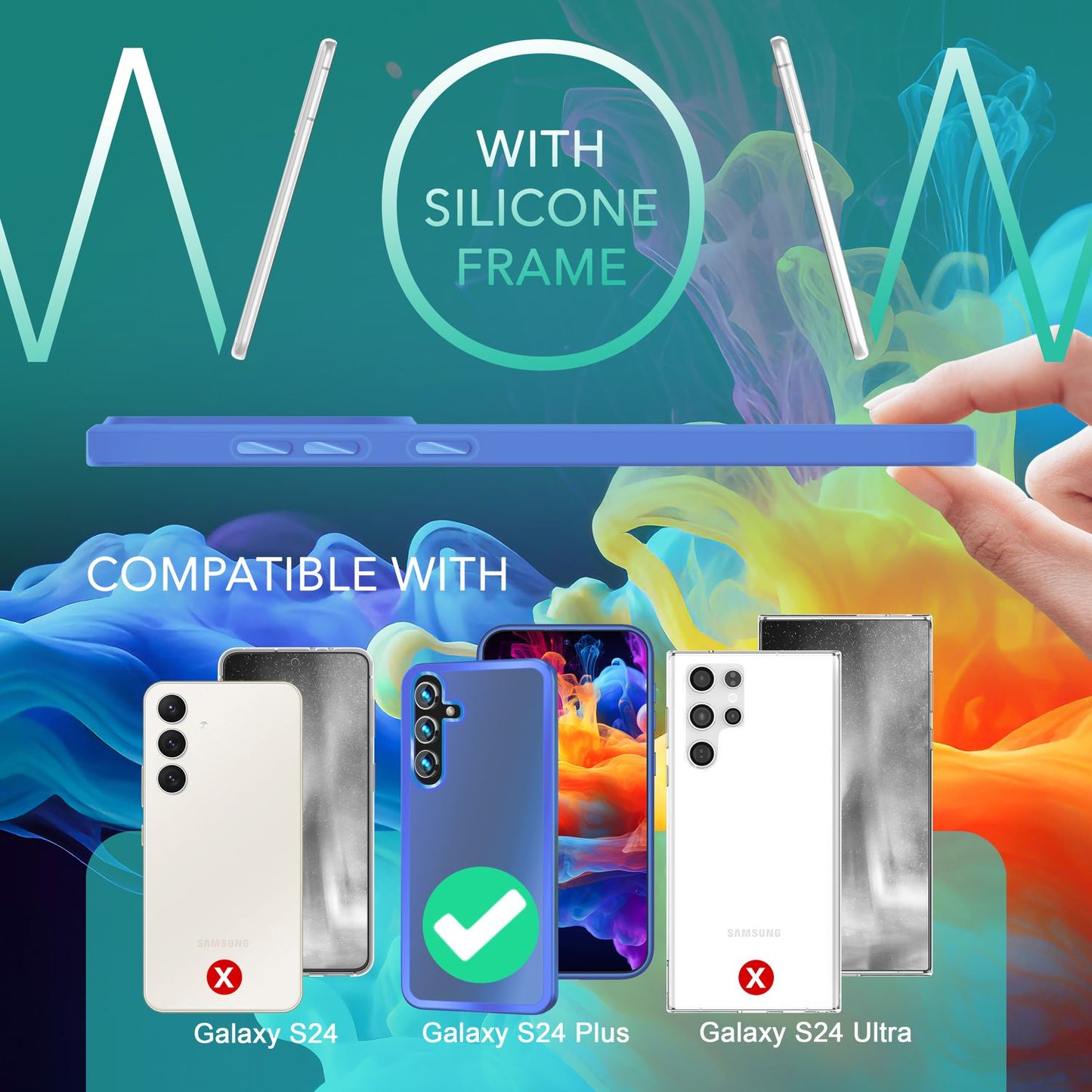 NALIA Matt Hybrid hlífðarhulstur fyrir Samsung Galaxy S24 Plus, hálfgagnsætt hart bak og rammi sem verndar gegn falli