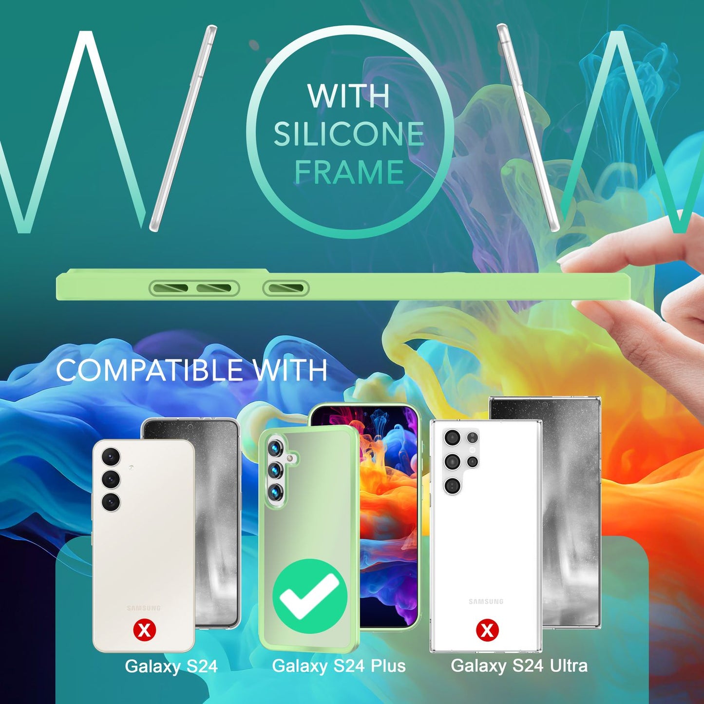 NALIA Matt Hybrid hlífðarhulstur fyrir Samsung Galaxy S24 Plus, hálfgagnsætt hart bak og rammi sem verndar gegn falli