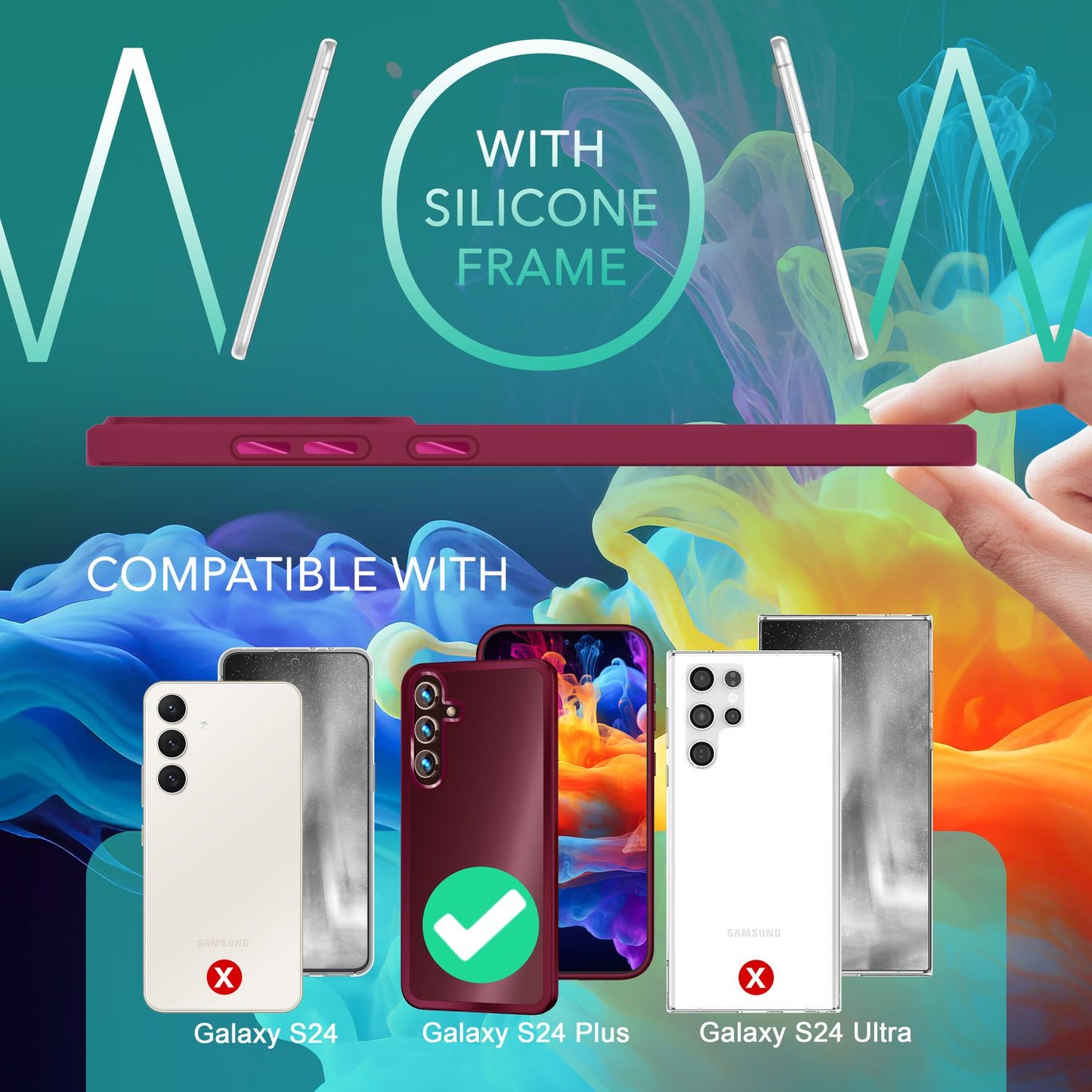 NALIA Matt Hybrid hlífðarhulstur fyrir Samsung Galaxy S24 Plus, hálfgagnsætt hart bak og rammi sem verndar gegn falli