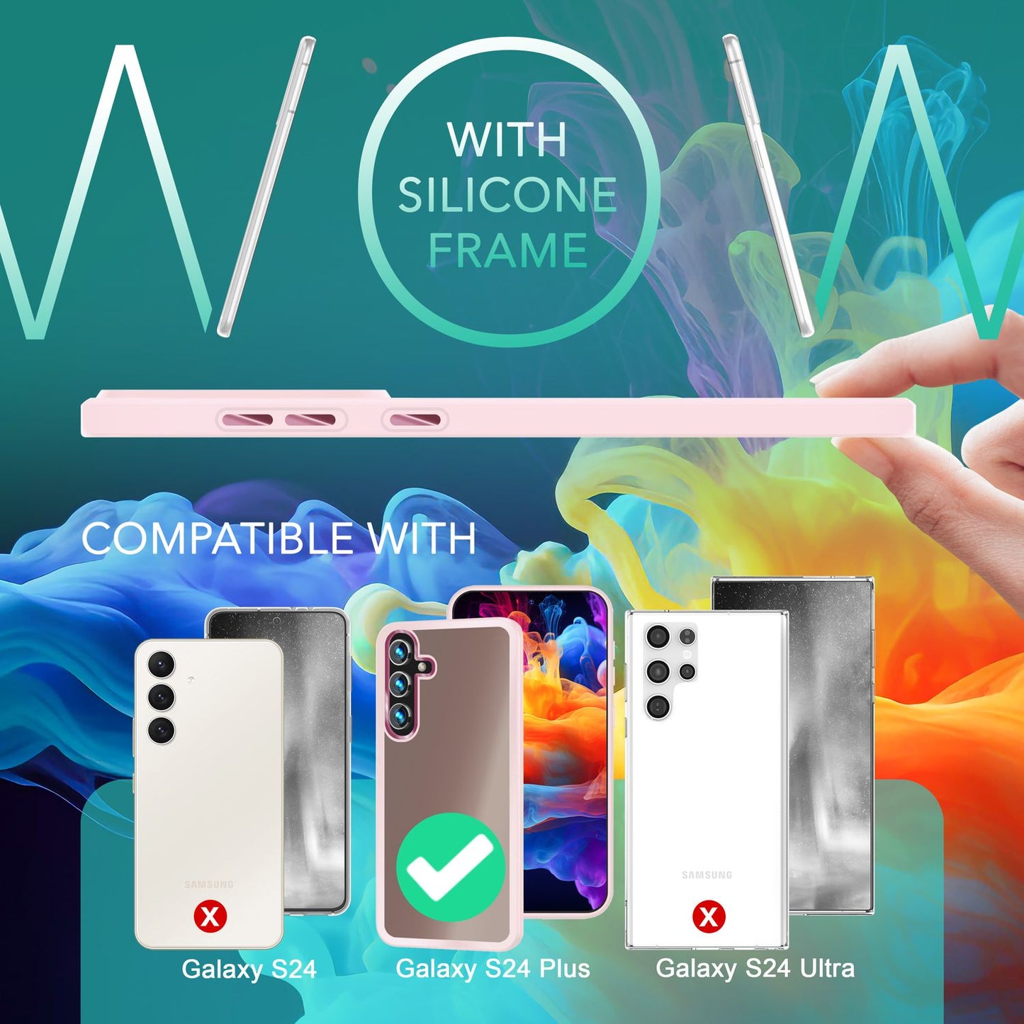 NALIA Matt Hybrid hlífðarhulstur fyrir Samsung Galaxy S24 Plus, hálfgagnsætt hart bak og rammi sem verndar gegn falli